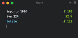 Esempio di calcolo in Numi